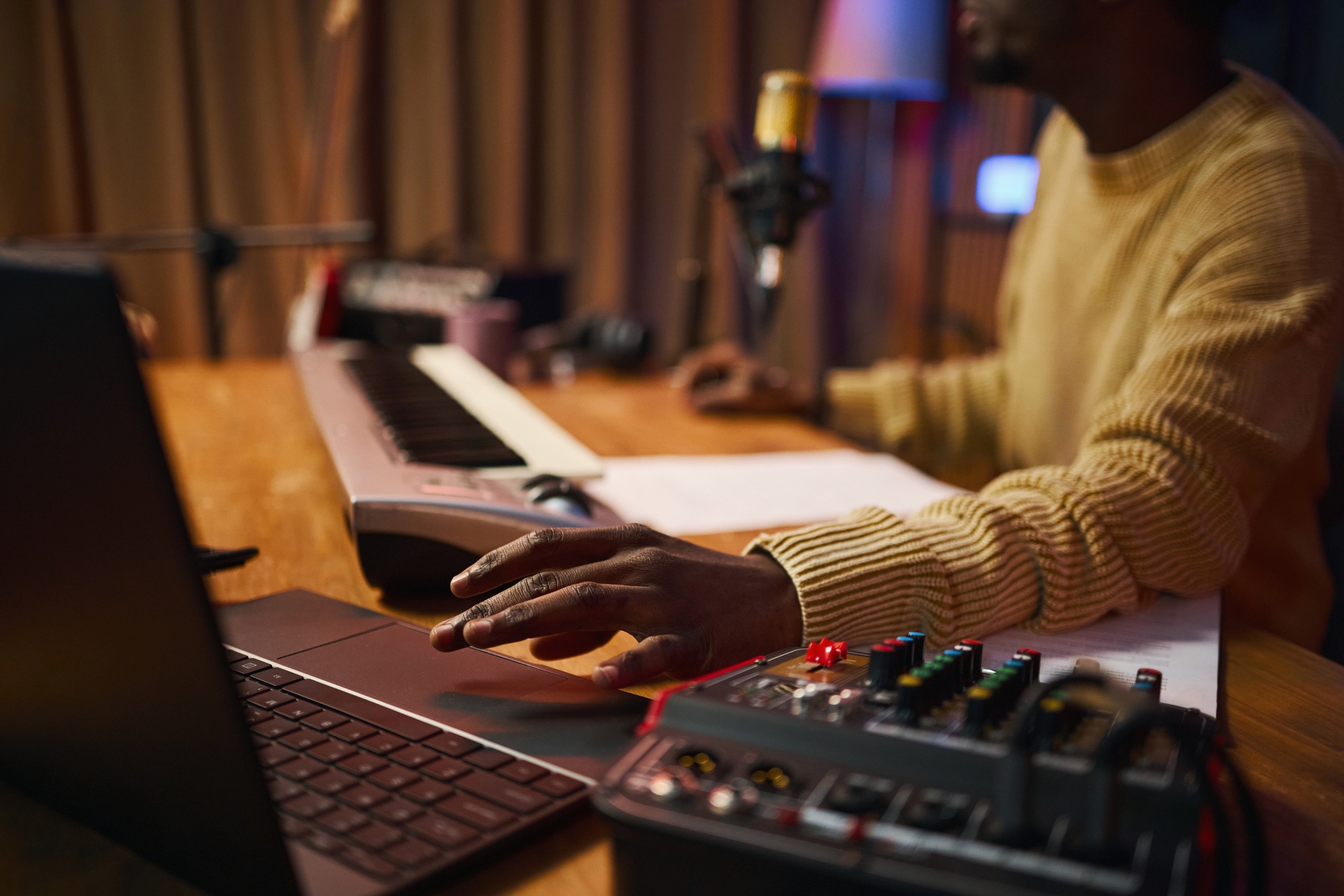 Man Recording Podcast In Studio